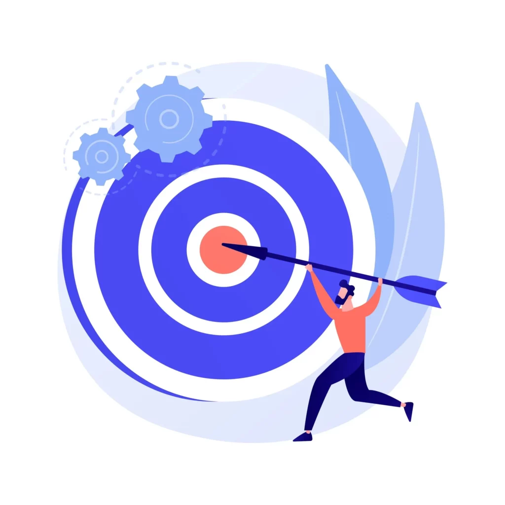 Illustration : un homme plante une fl&egrave;che dans une cible : je vous aide &agrave; r&eacute;diger CV et lettres de motivation qui font mouche.